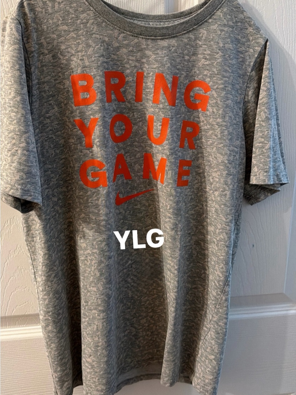 Nike Gray Tee with Bright Orange 'BRING YOUR GAME' Graphic